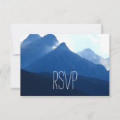 Blue Mountain Range Silhouette Wedding RSVP Kaarte Kaartje (Achterkant)