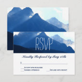 Blue Mountain Range Silhouette Wedding RSVP Kaarte Kaartje (Voorkant / Achterkant)