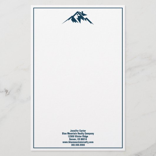 Blue Mountain Real Estate Company Custom Realtor Briefpapier (Voorkant)