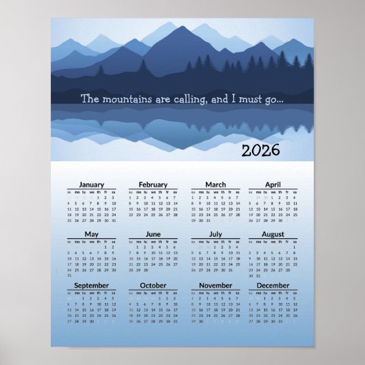 Blue Mountain Reflections 2026 kalenderposter Poster (Voorkant)