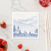 Blue Mountain rustieke Waterverf bruiloft Servet (Insitu)