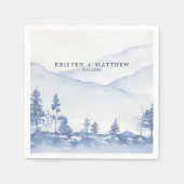 Blue Mountain rustieke Waterverf bruiloft Servet (Voorkant)