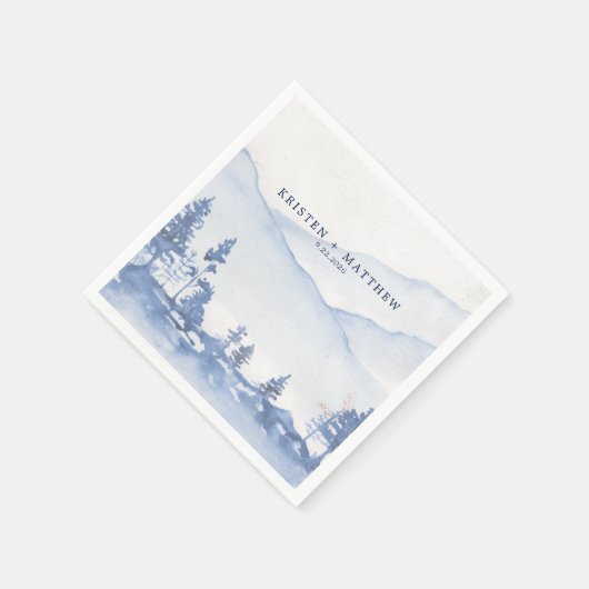 Blue Mountain rustieke Waterverf bruiloft Servet (Hoek)