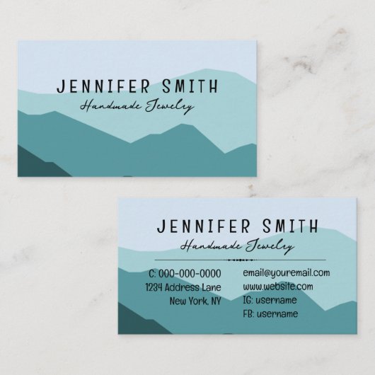 Blue Mountain Simple Modern Elegant Visitekaartje (Voorkant / Achterkant)