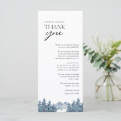 Blue Mountain Tree Rustic Weddenschap Bedankt kaar Menu (Staand voorkant)