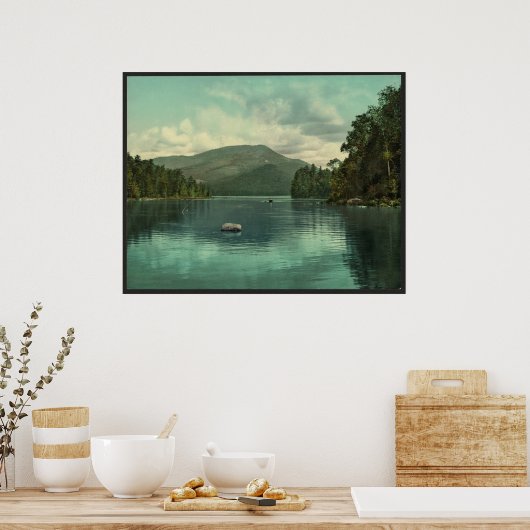 Blue Mountain vanaf het meer van Eagle, Adirondack Poster (Keuken)