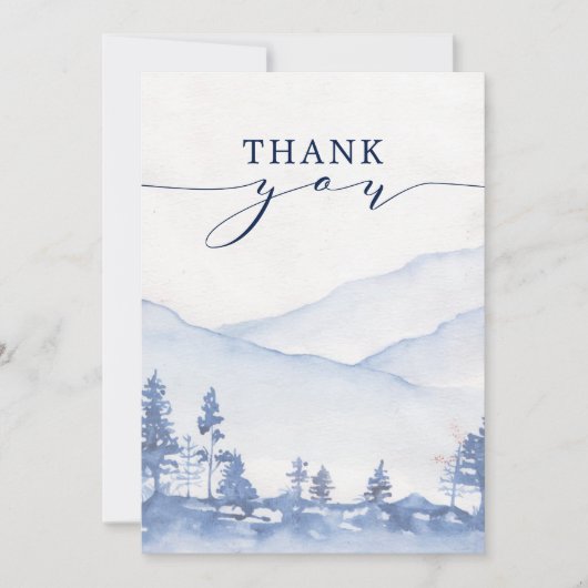 Blue Mountain Waterverf bruiloft Bedankkaart (Voorkant)