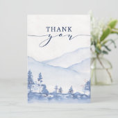 Blue Mountain Waterverf bruiloft Bedankkaart (Staand voorkant)