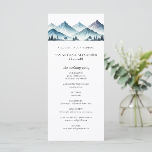 Blue Mountains Ceremonie Programma (Staand voorkant)