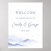 Blue Mountains en Birds bruiloft welkom poster (Voorkant)