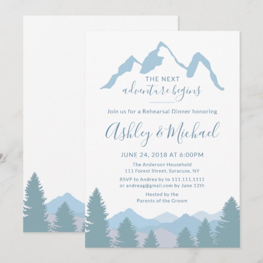 Blue Mountains Forest repetitie diner uitnodiging (Voorkant / Achterkant)