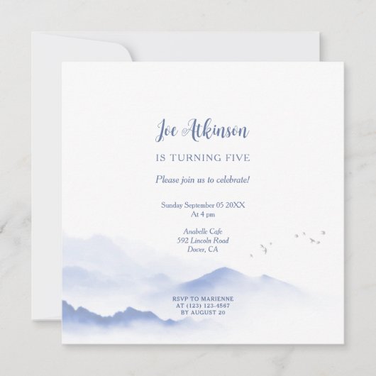 Blue Mountains genderneutraal verjaardagsuitnodigi Kaart (Voorkant)