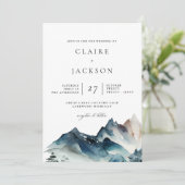 Blue Mountains Modern Wedding Invitation Kaart (Staand voorkant)