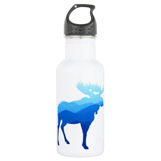 Blue Mountains Moose Silhouette Waterfles (Voorkant)