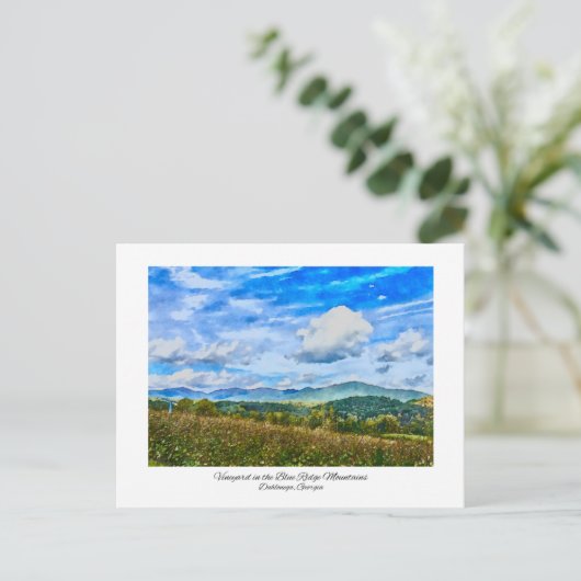Blue Mountains Noord Georgië Waterverf schilderij Briefkaart (Staand voorkant)