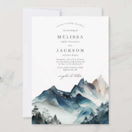 Blue Mountains Rustic Wedding Invitation Kaart