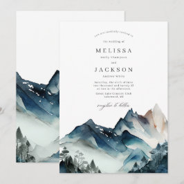 Blue Mountains Rustic Wedding Invitation Kaart