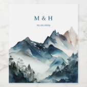 Blue Mountains Rustic Wedding Wijn Etiket (Enkel label)