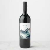 Blue Mountains Rustic Wedding Wijn Etiket (Voorkant)