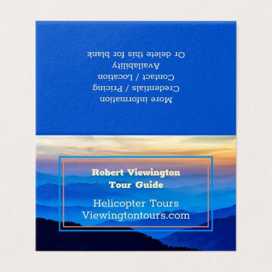 Blue Mountains Tour Guide Permanente reclame Visitekaartje (Buitenkant ongevouwen)