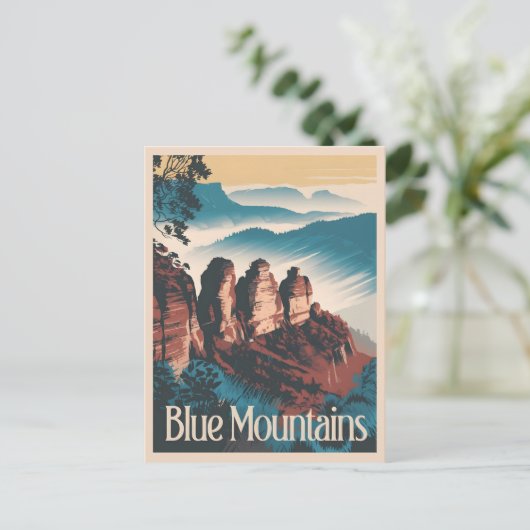 Blue Mountains Vintage van Australië Briefkaart (Staand voorkant)