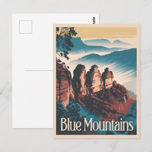 Blue Mountains Vintage van Australië Briefkaart (Voorkant / Achterkant)
