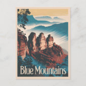 Blue Mountains Vintage van Australië Briefkaart (Voorkant)