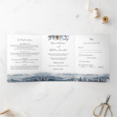 Blue Mountains Wedding Celebration Invite w/RSVP Drieluik Uitnodiging (Binnen)