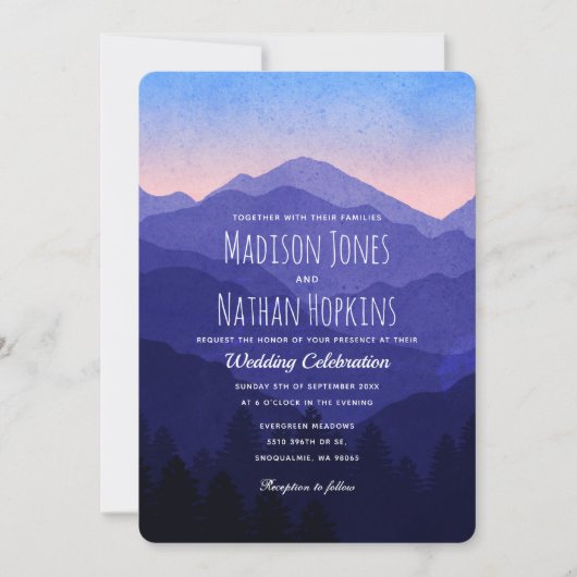 Blue Mountains Wedding Kaart (Voorkant)