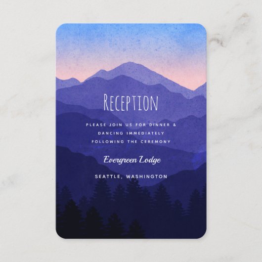 Blue Mountains Wedding Reception Informatiekaartje (Voorkant)