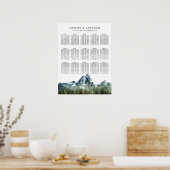Blue Mountains Wedding Seating Chart Poster (Keuken)