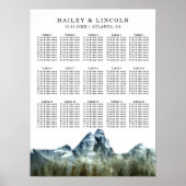 Blue Mountains Wedding Seating Chart Poster (Voorkant)
