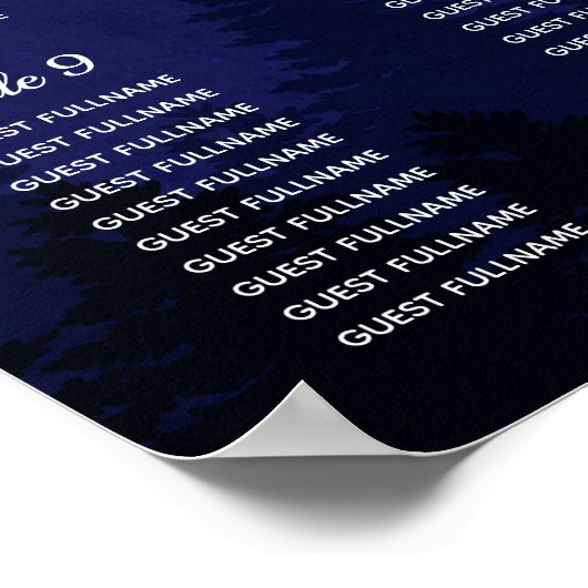 Blue Mountains Wedding Seating Chart Poster (Hoek)