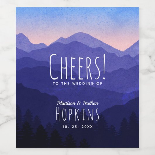 Blue Mountains Wedding Wijn Etiket (Enkel label)