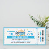 Blue Movie ticket birthday invitation Kaart (Staand voorkant)