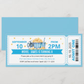 Blue Movie ticket birthday invitation Kaart (Voorkant / Achterkant)