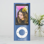 Blue MP3 Music Player Birthday Kaart (Staand voorkant)