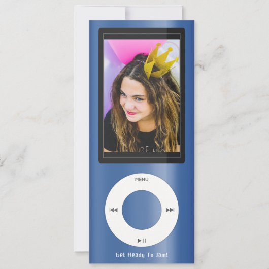 Blue MP3 Music Player Birthday Kaart (Voorkant)