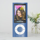 Blue MP3 Music Player II Birthday Kaart (Staand voorkant)