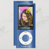 Blue MP3 Music Player II Birthday Kaart (Voorkant / Achterkant)