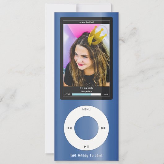 Blue MP3 Music Player II Birthday Kaart (Voorkant)