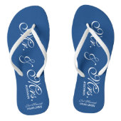 Blue Mr en Mrs bruiloft teenslippers voor nieuwe b (Voetbed)