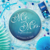 Blue Mr en Mrs Personalized Wedding Reception Papieren Bordje (Feest)