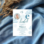 Blue Mr ONE-derful Photo Birthday Invitation Kaart