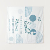 Blue Mr Onederful Sky Cloud 1st Birthday Wandkleed (Voorkant (horizontaal))