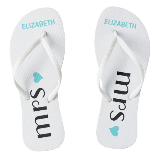 Blue Mrs Teenslippers | Gepersonaliseerde bruiden  (Voetbed)