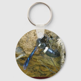Blue Mud Dauber Wasp Sleutelhanger