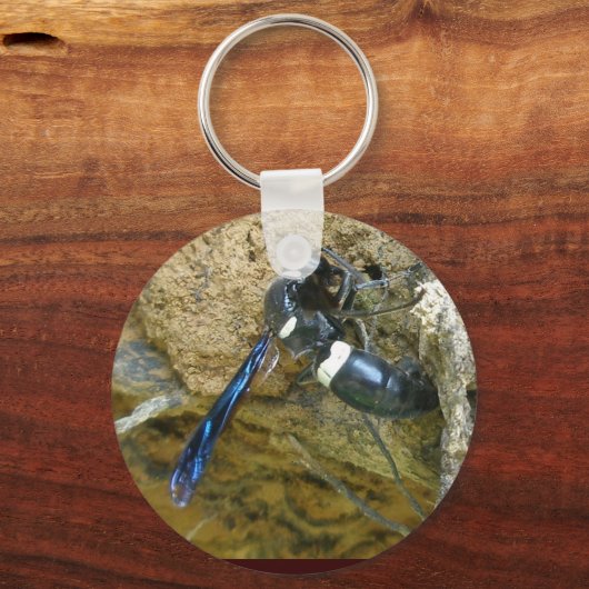 Blue Mud Dauber Wasp Sleutelhanger (Voorkant)