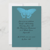 Blue Multi-Butterfly Photo Birthday Invitation Kaart (Achterkant)