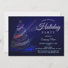 Blue Multi Color Tree Corporate Holiday Party Kaart
